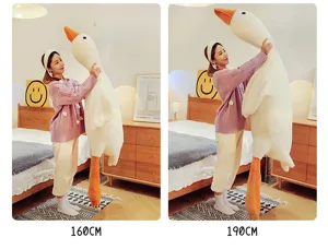 Gigante peluche ganso juguete suave lindo pato blanco almohada abrazo muñeca 160cm