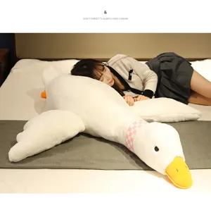Gigante oca bianca peluche cuscino abbraccio, morbido animale di stoffa per letto e sonno comodo.
