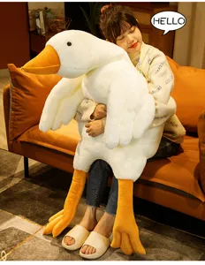 Adorable peluche de ganso blanco gigante, almohada suave y tierno compañero de juegos.