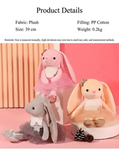 Ballett Hase Plüschtier Stofftier süße rosa Puppe für Mädchen Kindergeschenk 39cm