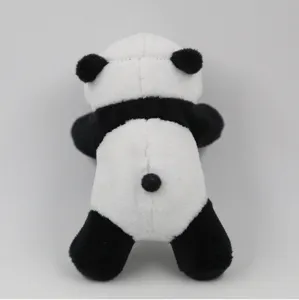 Detailed view of cute plush panda toy pendant, soft fluffy fabric, perfect decoration.