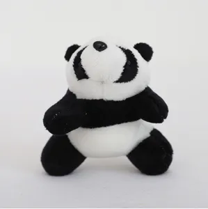 Cute plush panda pendant toy, soft stuffed animal doll for DIY clothes and bag decoration.