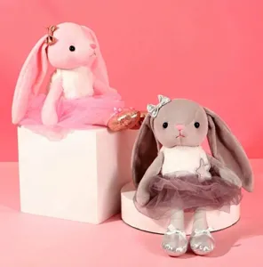 Süßes Ballett Kaninchen Plüschtier weiche Stoffpuppe mit Kleid für Mädchen Geburtstagsgeschenk.