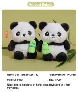 Lindo panda de peluche 11cm suave animal relleno llavero colgante lindo regalo de cumpleanos