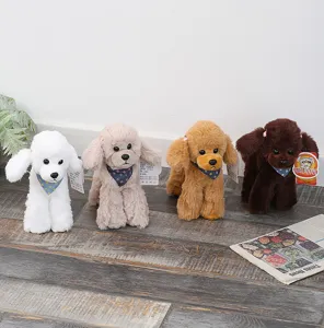 Simpatico peluche barboncino, morbido cucciolo di cane con foulard, regalo di compleanno.