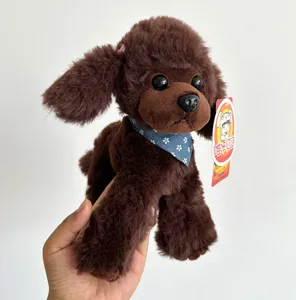 Peluche barboncino marrone simpatico animale imbottito cucciolo bambola regalo compleanno