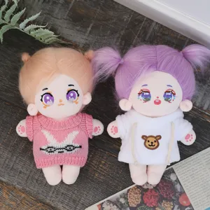 Cute fluffy cotton dolls plush toys set with colorful hair and stylish doll clothes main
