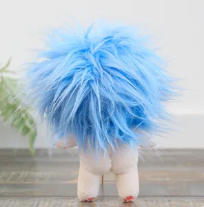 Blaues flauschiges Haar Plüsch Baumwollpuppe nackte Puppe süßes Monsterspielzeug zum Anziehen.