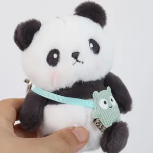 Cute panda plush toy keychain, soft stuffed animal pendant with mini bag for keys bags.