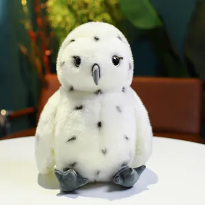 Simpatico gufo delle nevi peluche morbido animale imbottito uccello bambola decoro