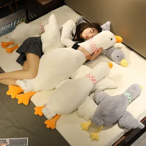 Grande oca peluche simpatico cuscino anatra imbottito morbido compagno animale per letto camera.