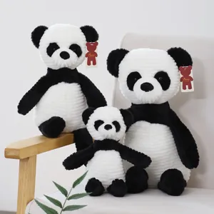 Striped panda plush toy set cute stuffed animal soft pillow gift for kids and home decor
