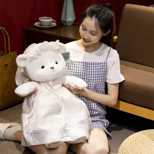 Angel teddy bear plush toy couple doll wedding dress cute soft stuffed animal gift for valentines day