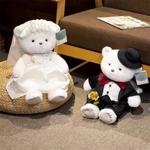 Wedding couple teddy bear plush toy set groom bride stuffed doll romantic Valentine gift
