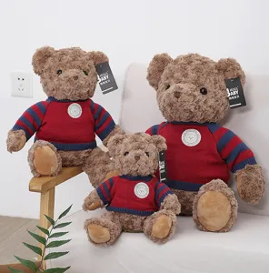 Vintage sweater teddy bear plush toy cute stuffed animal doll gift for kids and home decor.