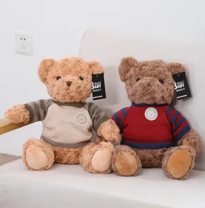Vintage sweater teddy bear plush toy cute doll soft stuffed animal pillow for kids gift