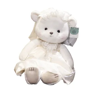 White wedding bear plush toy cute stuffed animal doll romantic couple Valentine gift