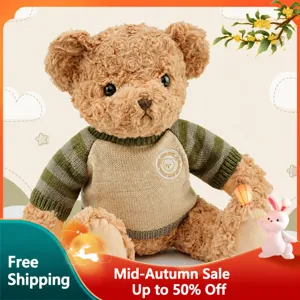 Vintage Sweater Teddy Bear Plush Toy Stuffed Animal Cute Bear Doll Soft Sleeping Pillow Kids Birthday Gift Home Decor