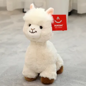 Cute white alpaca plush toy, fluffy stuffed animal doll for kids gift and home decor.