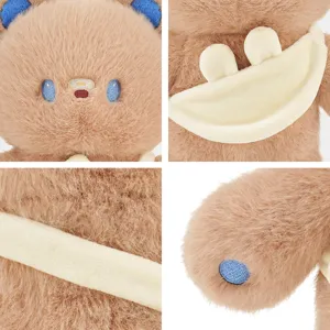 Cute Butterbear plush toy brown stuffed animal doll with cross-body bag for kids gift