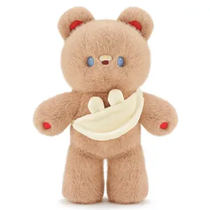 Cute plush brown bear stuffed toy with cute bunny bag, soft fluffy animal doll gift for kids