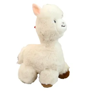 Cute fluffy alpaca plush toy white soft stuffed animal doll for kids gift cozy room decor
