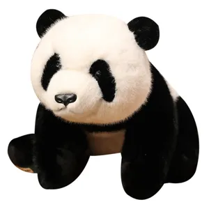 Cute realistic panda plush toy soft stuffed animal doll for kids gift hugging pillow