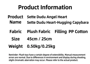Product details of the cute capybara plush toy and pillow, soft fabric filling.
