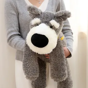 Süßer grauer Schnauzer Plüschtier Rucksack, weiches Tierpuppen Kissen Geschenk.