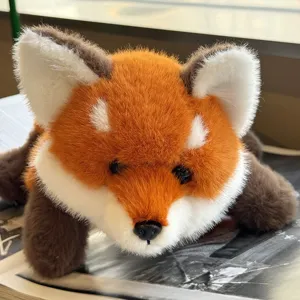 Cute plush fox toy detail, soft fluffy stuffed animal pillow for kids, adorable room decor.