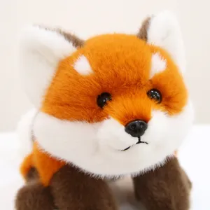 Cute realistic fox plush toy stuffed animal soft pillow detail view for kids and collectors.