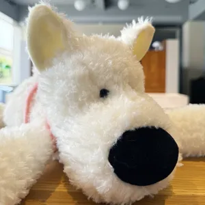 Flauschiges weißes welpen plüschtier süßes stofftier hund puppe kuschelkissen geschenk für kinder