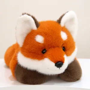 Cute lying red fox plush toy stuffed animal soft doll for kids sleeping pillow decoration