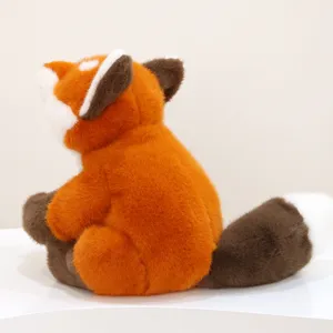 Cute sitting plush fox toy, soft stuffed animal doll for kids soothing pillow and home decor gift.
