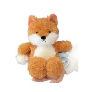 Süßes flauschiges Hunde Plüschtier mit Rucksack weiche Kuschelpuppe Geschenk für Kinder.