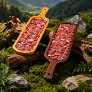 Assiette a boeuf a long manche imitation bois melamine vaisselle hot pot plateau service