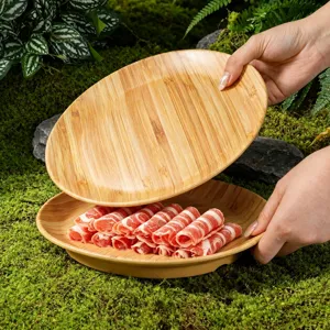 Piatto Piano Rotondo in Melamina Commerciale Vassoietto Effetto Legno per Ristorante Hot Pot Stoviglie