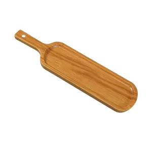 Plateau de service en melamine imitation bois avec poignee plat rectangulaire long