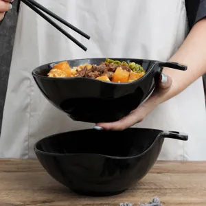 Black melamine handle bowl for beef rice creative tableware commercial restaurant use