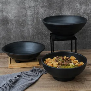 Black melamine frosted anti-drop bowl Japanese style commercial home salad noodle bowl