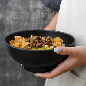 Black melamine bowl, Japanese style unbreakable salad bowl, commercial and household noodle bowl.