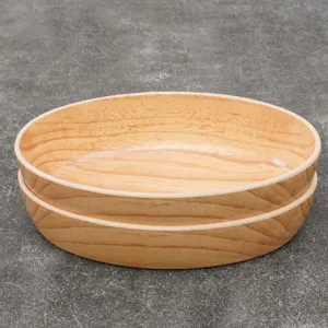 Vaisselle ovale en melamine imitation grain bois pour salade et legumes de fondue