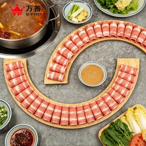 Kreatives ringförmiges Melamin-Holzstruktur-Hot-Pot-Tablett für Rindfleisch-Gemüse-Platten.