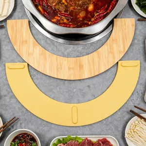 Melamin Holzoptik Ring Schale kreative Hotpot Teller Platte fuer Rindfleisch Restaurant