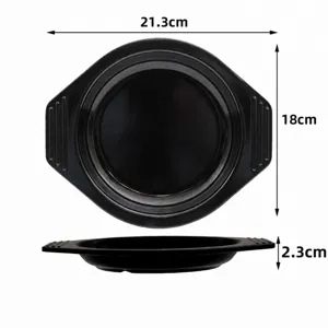 Detailed view of black melamine double ear heat insulation mat, anti-scald pot pad 21.3cm.