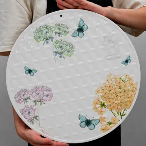 plateau à raviolis en mélamine rond suspendu avec motif floral vaisselle de cuisine