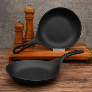 Assiette à Pizza en Mélamine Avec Poignée Plateau de Service Noir Vaisselle en Imitation Porcelaine Pour Restaurant Cuisine Table à Manger