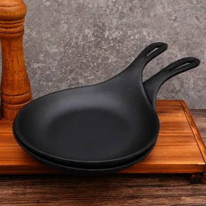 Poele a pizza en melamine noire avec poignee, vaisselle de service durable pour cuisine