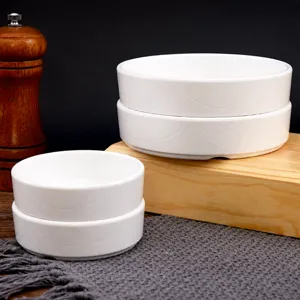 White melamine stacked bowls set, durable commercial restaurant dinnerware for daily use