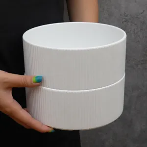White melamine ribbed stackable bowl durable thick commercial tableware for home hotel dining